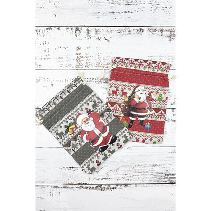 Christmas Print Drawstring Gift Pouch