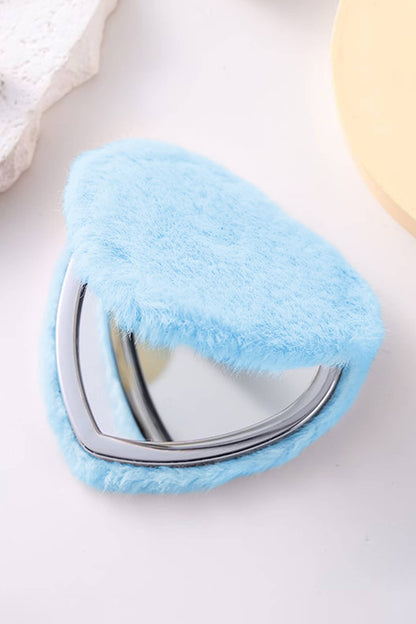 Fluffy Heart Mini Cosmetic Mirror
