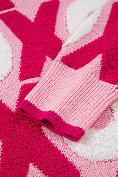 XOXO Pattern Drop Shoulder Sweater
