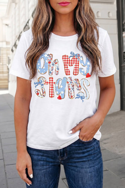 Patriotic Slogan Letter Graphic T-Shirt
