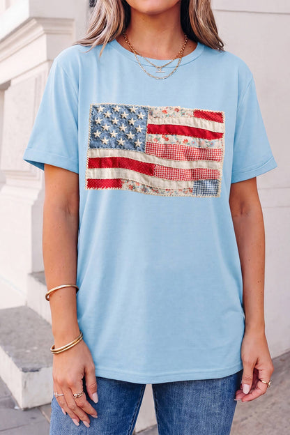 Faux USA Flag Graphic Tee