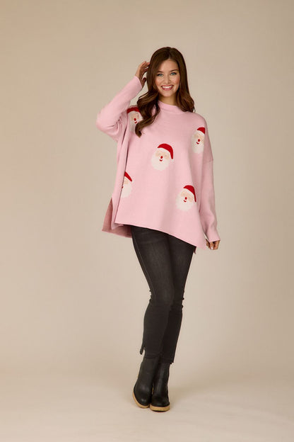 Pink Holiday Jacquard Sweater
