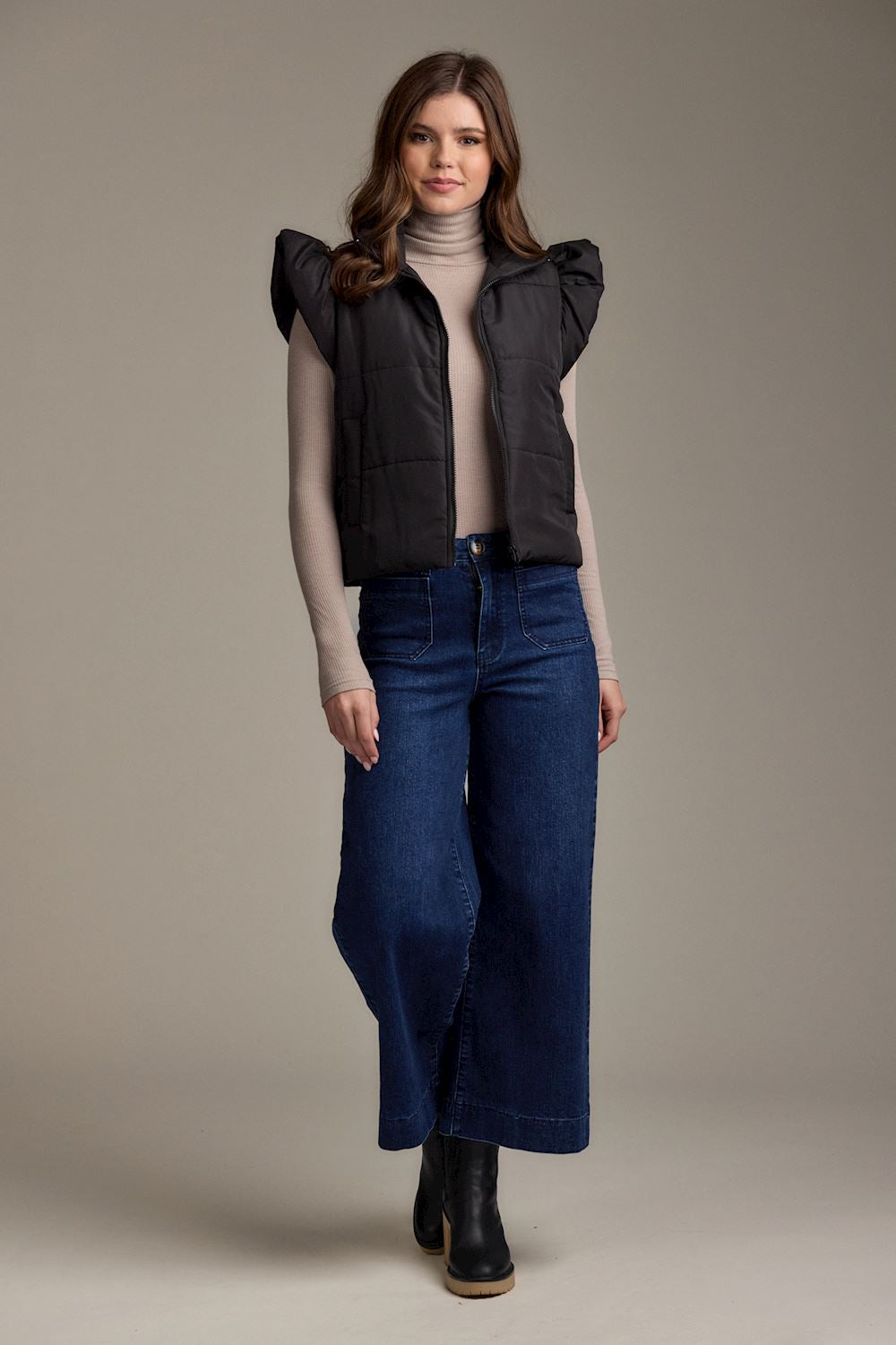 Lile Ruffle Quilted Vest