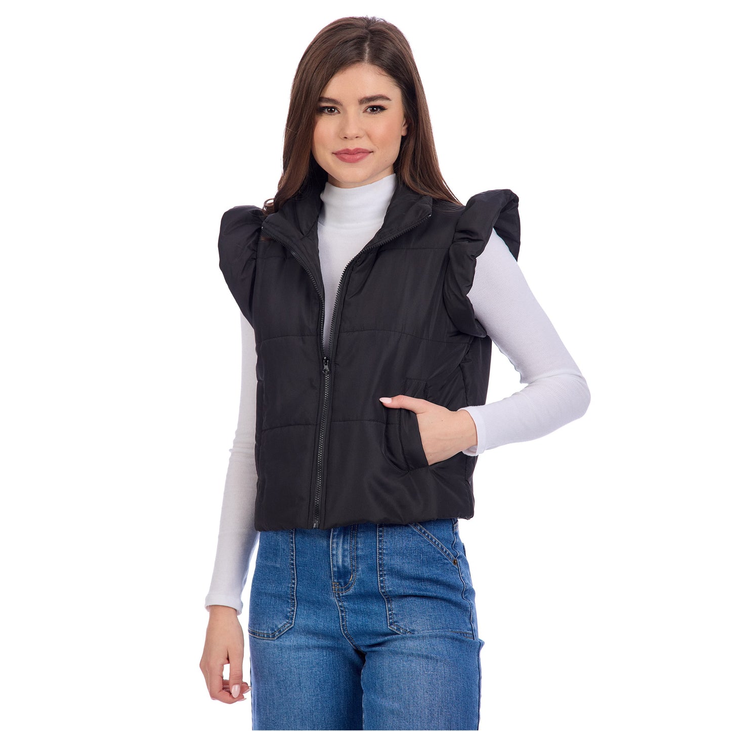 Lile Ruffle Quilted Vest