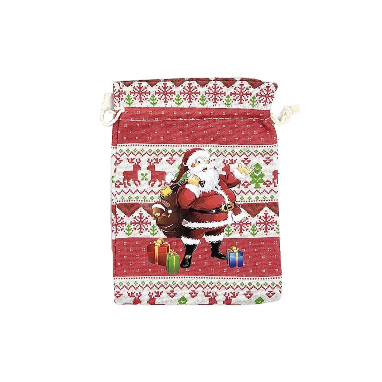 Christmas Print Drawstring Gift Pouch