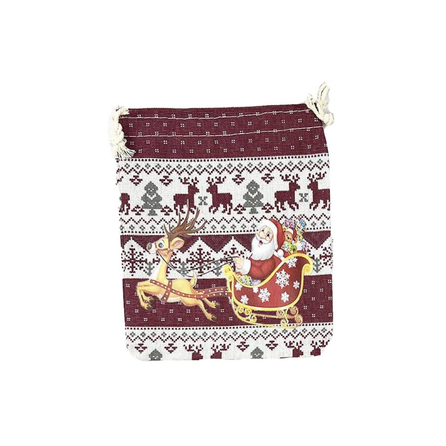 Christmas Print Drawstring Gift Pouch