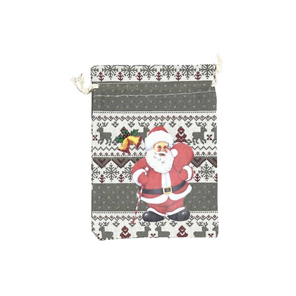 Christmas Print Drawstring Gift Pouch