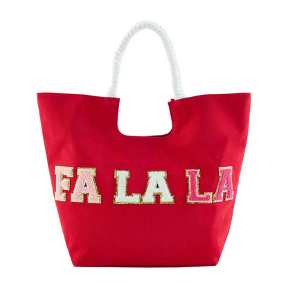 Red Holiday Patch Tote - Fa La La