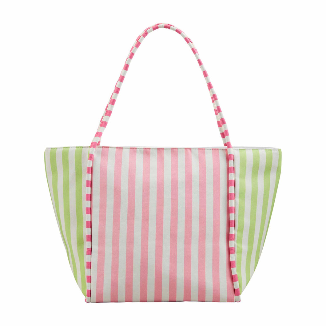 Striped Cooler Tote - Pink & Green