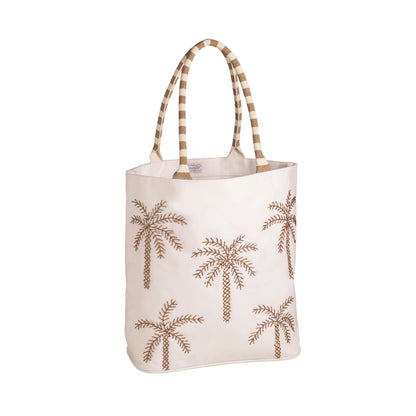 Beaded Palm Trees Coastal Tote
