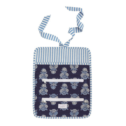 Navy Block Print Jewelry Roll