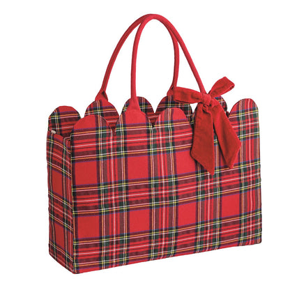 Red Tartan Scallop Tote