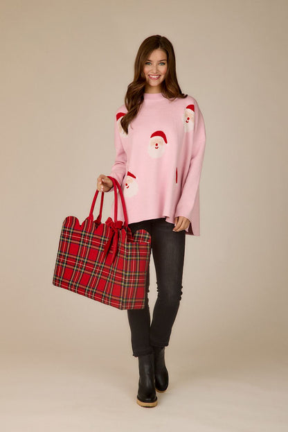 White Tartan Scallop Tote