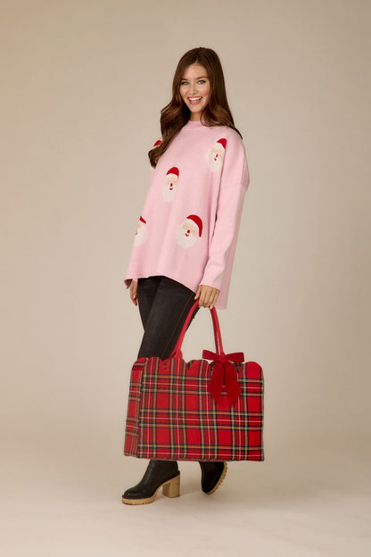 White Tartan Scallop Tote