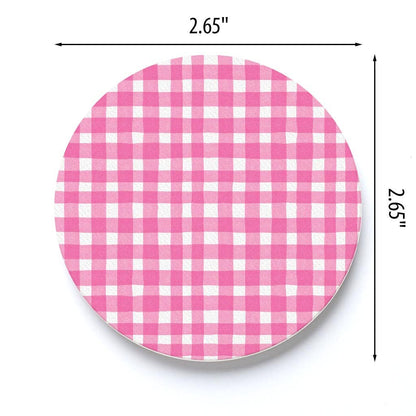 Pink Plaid Pattern Car Coaster