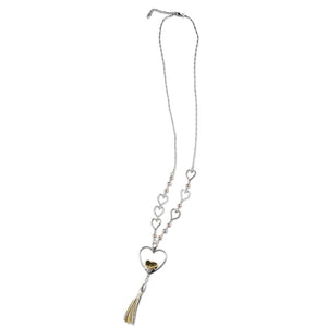 Gold & Silver Heart Necklace w/Heart Chain