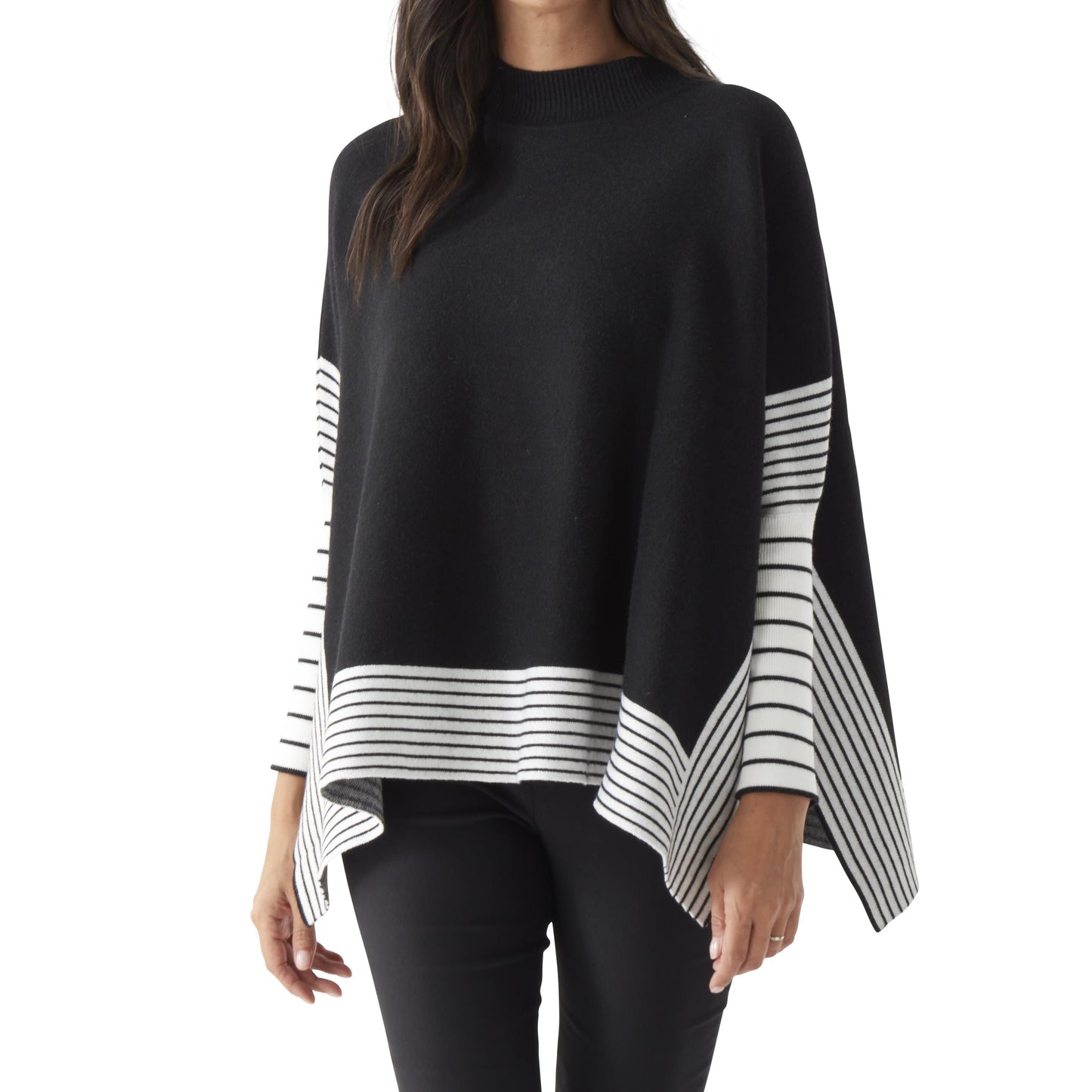 Black Stripe Sleeve Poncho