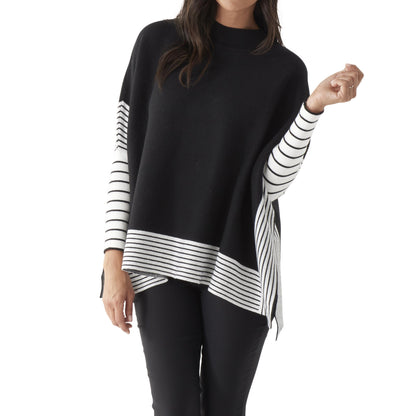 Black Stripe Sleeve Poncho