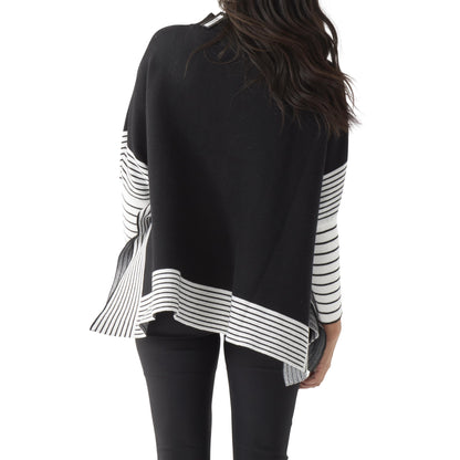 Black Stripe Sleeve Poncho