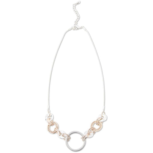 10 Inch Silver and Rose Gold Circle Necklace