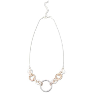 10 Inch Silver and Rose Gold Circle Necklace