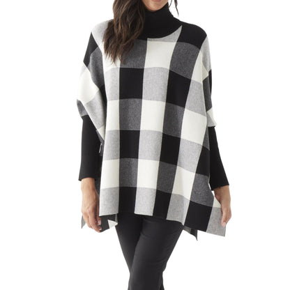 Black Buffalo Check Turtleneck Poncho
