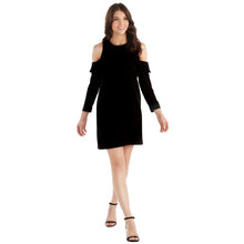 Load image into Gallery viewer, Aria Cold Shoulder Ruffle Dress - Black