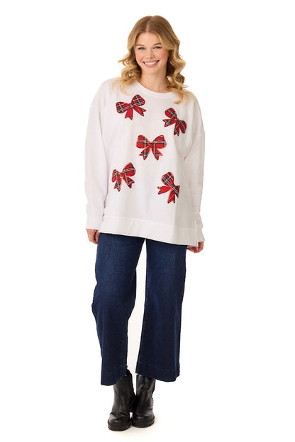 Tartan Bow Sparkle One Size Sweatshirt