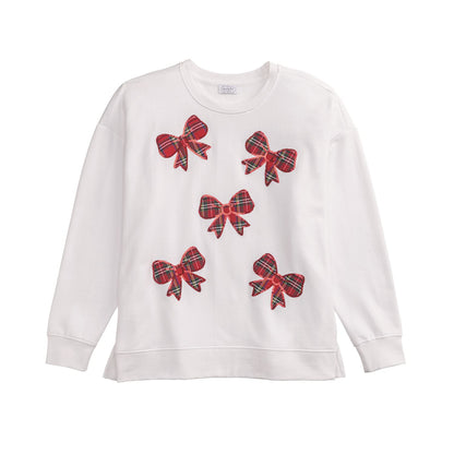 Tartan Bow Sparkle One Size Sweatshirt