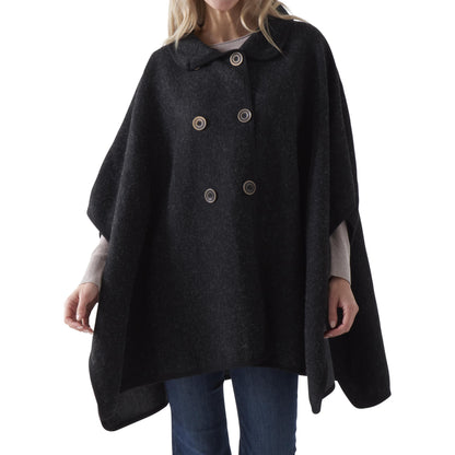 Black Button Front Cape