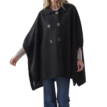Black Button Front Cape