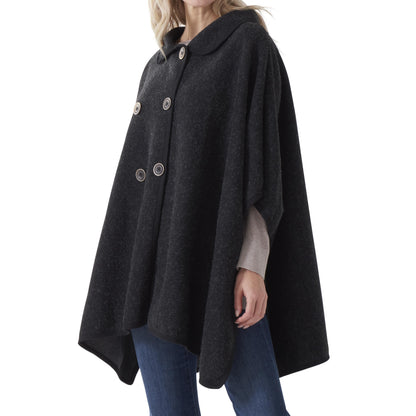 Black Button Front Cape