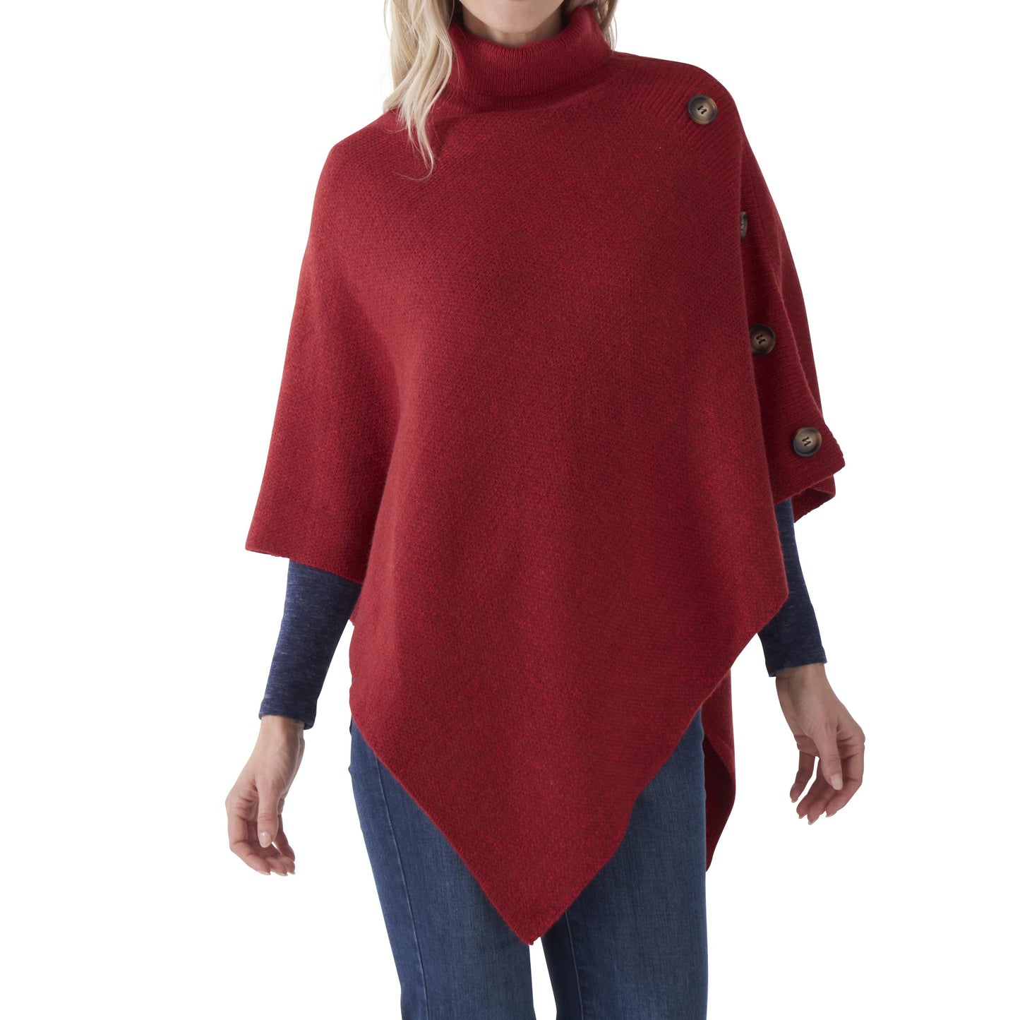 Red Poncho with Buttons