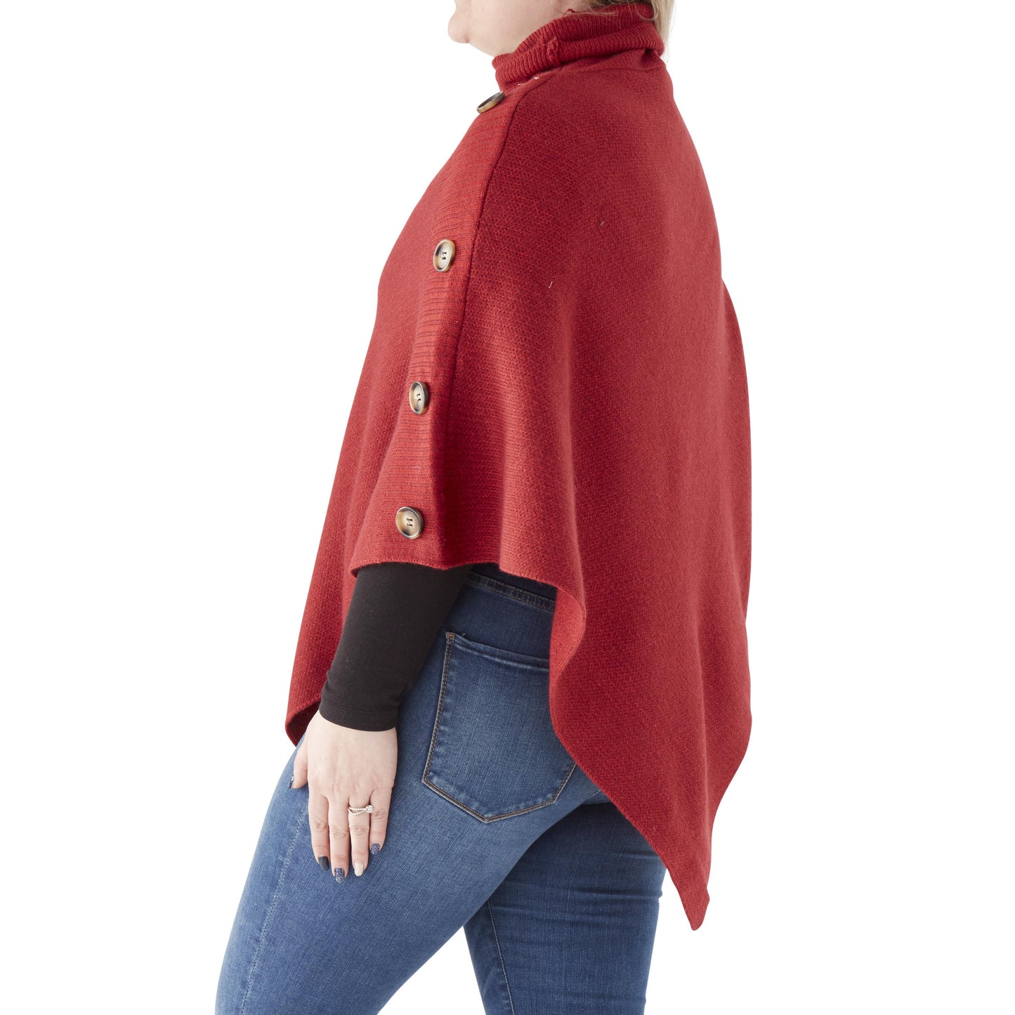 Red Poncho with Buttons