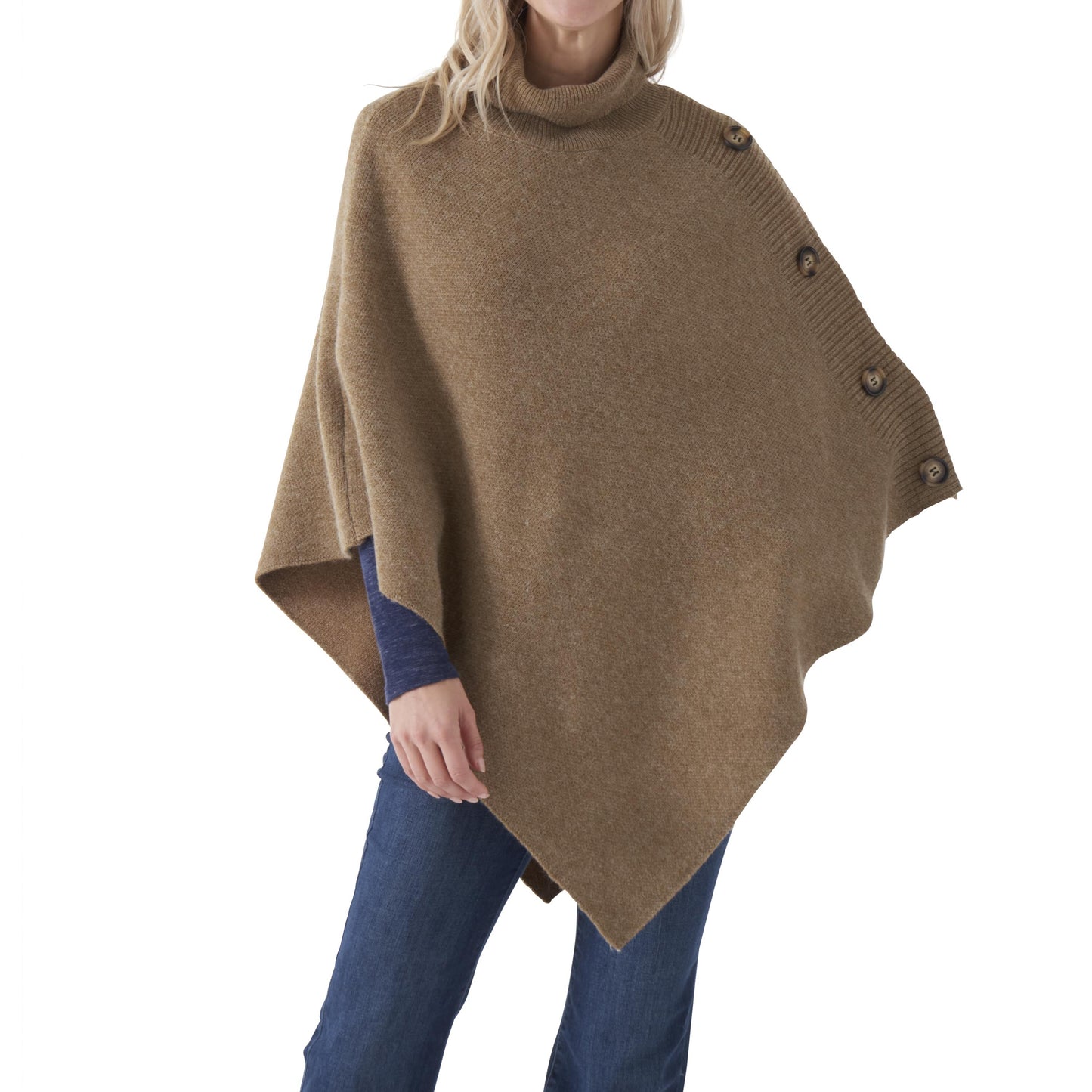 Tan Poncho with Buttons