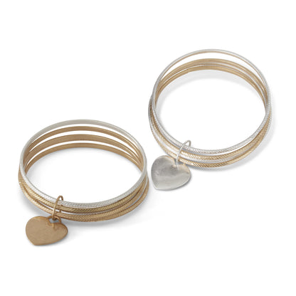 Five Piece Bangle with Heart Charm