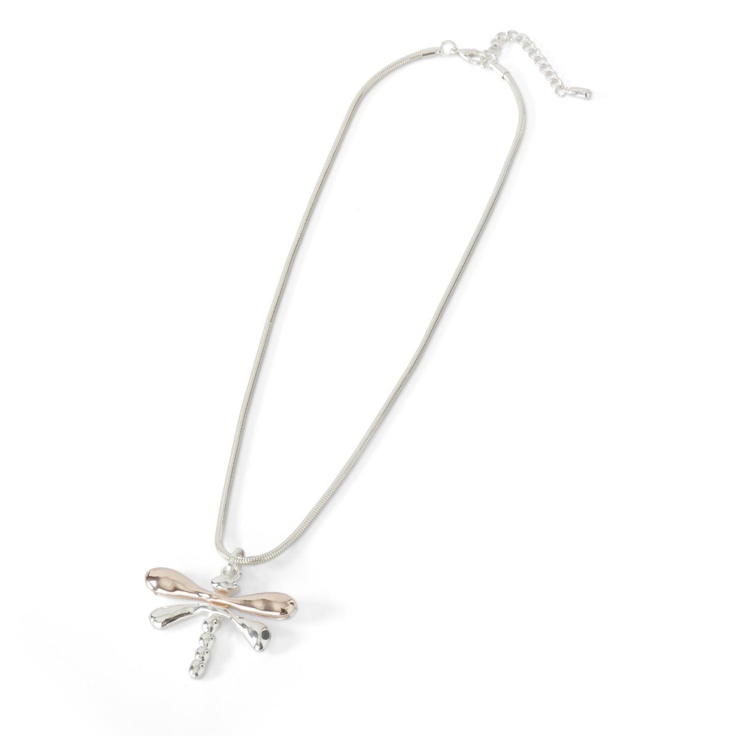 Rose Gold & Silver Dragonfly Necklace