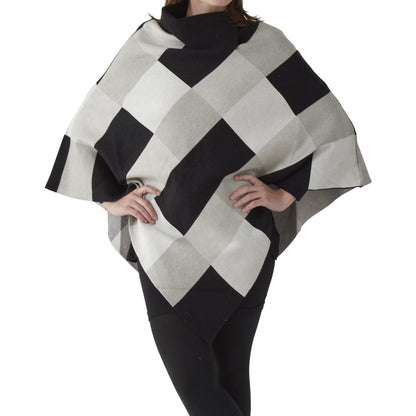 Black White Buffalo Check Poncho