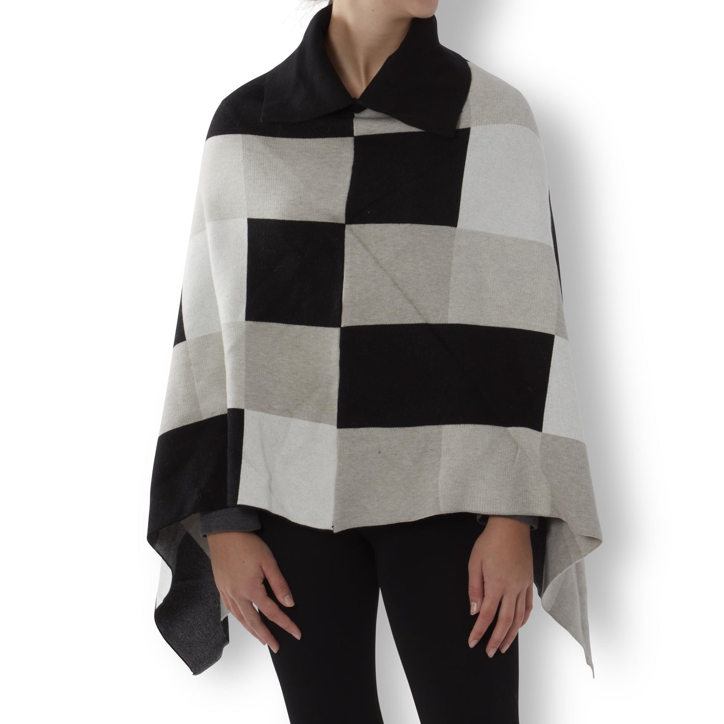 Black White Buffalo Check Poncho