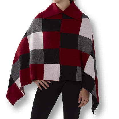 Red Black Buffalo Check Poncho