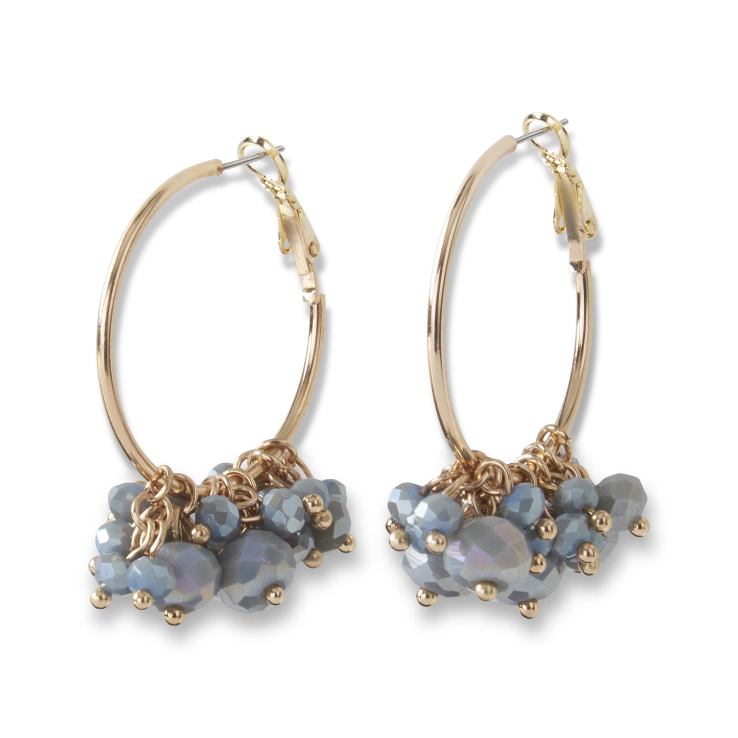 Grey Fringe Bead On Hoop Earring