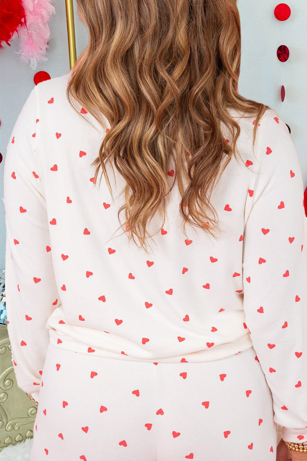 Heart Pattern Drawstring Lounge Set