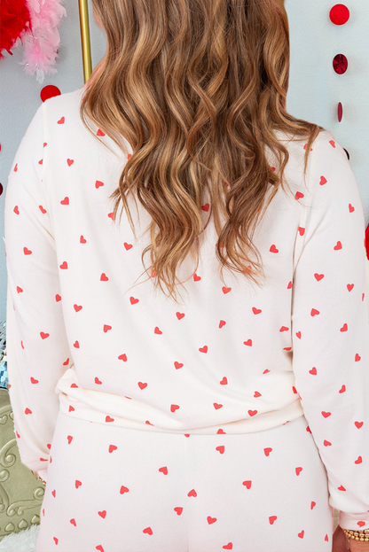 Heart Pattern Drawstring Lounge Set