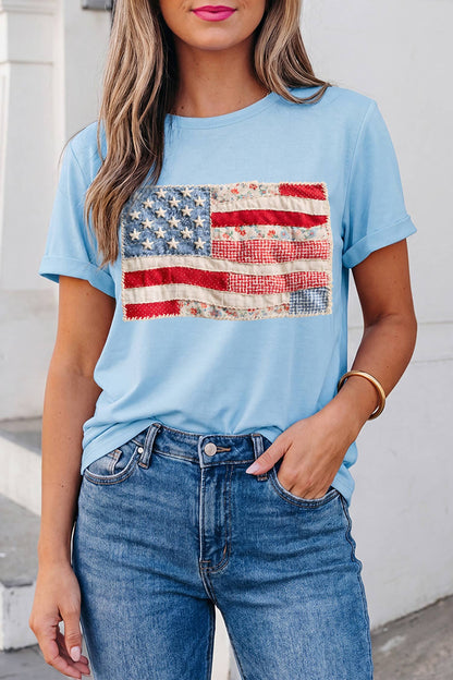 Faux USA Flag Graphic Tee