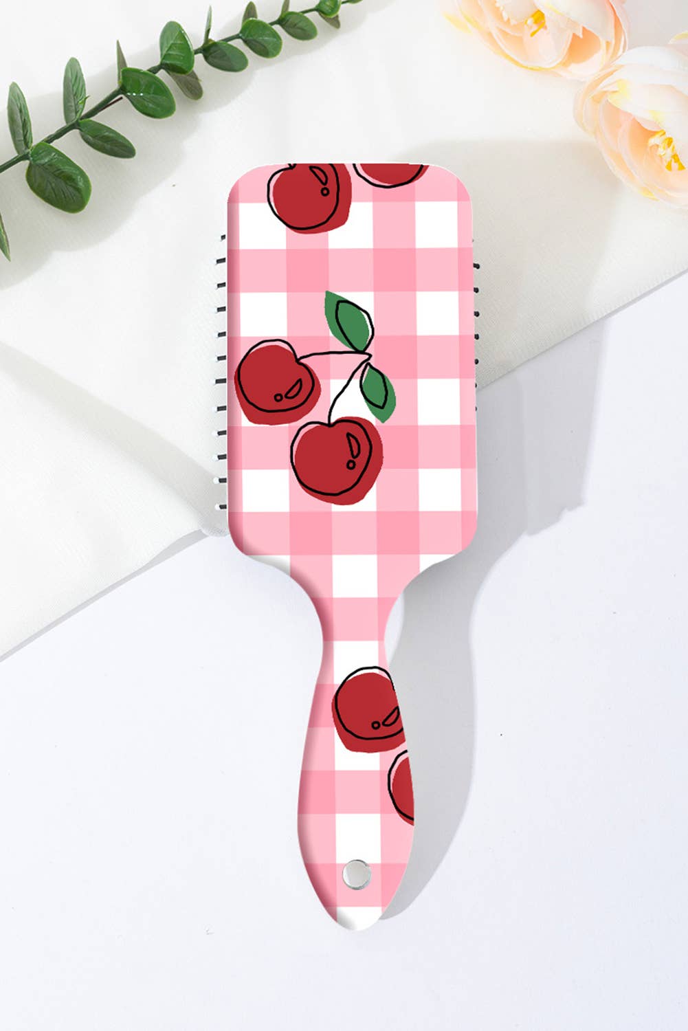 Checkered Cherry Hair Brush