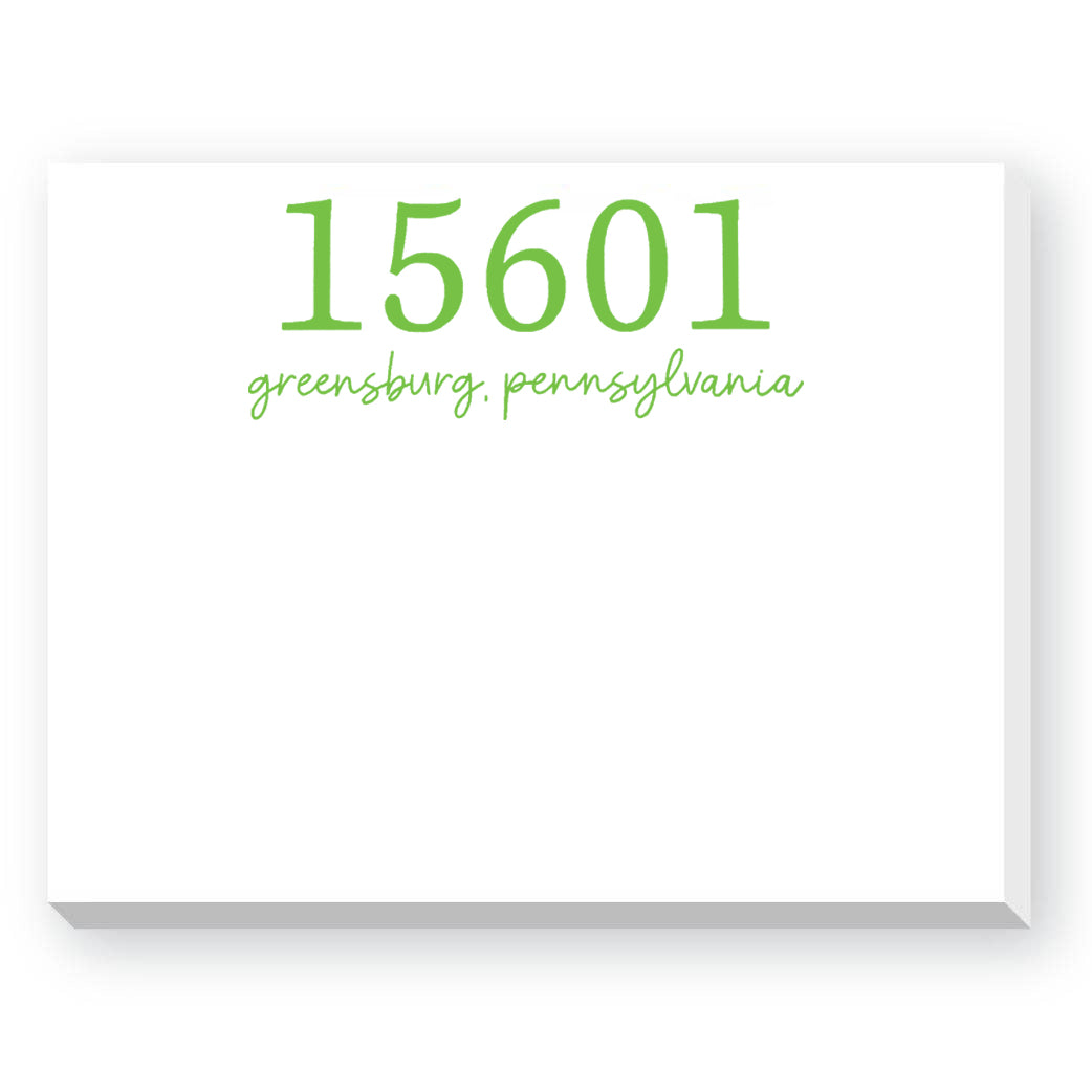 Zip Code Dittie Notepad - Greensburg Pennsylvania