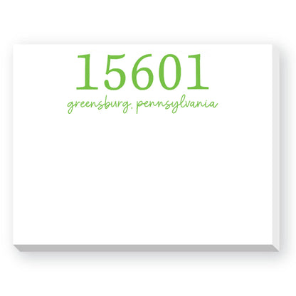 Zip Code Dittie Notepad - Greensburg Pennsylvania