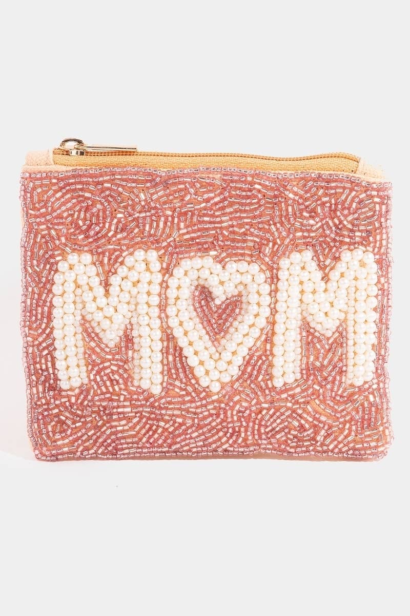 Mom Pearl & Seed Beaded Coin Purse