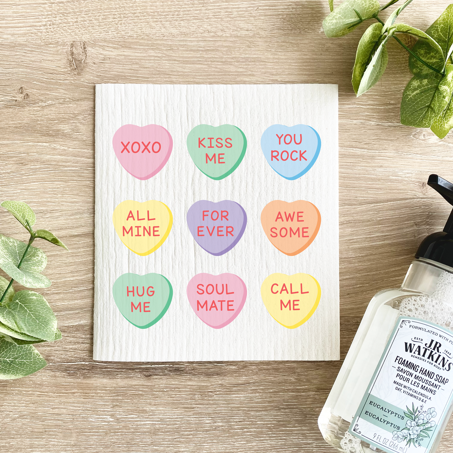 Valentine's Day Candy Hearts Swedish Dishcloth