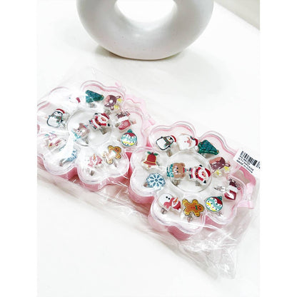 Kids Colorful Adjustable Christmas Rings